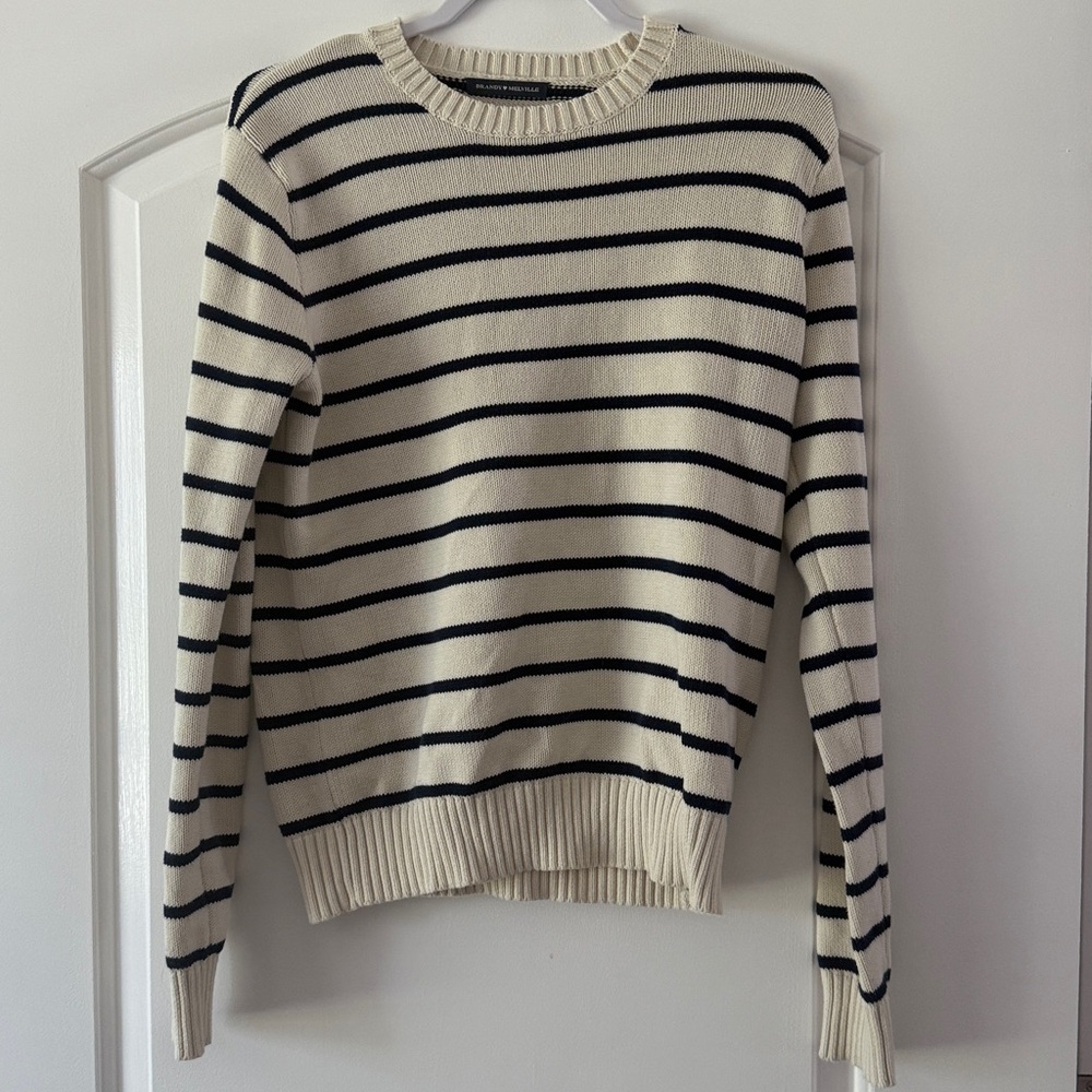 Brandy Melville Cream and Black Knit Sweater